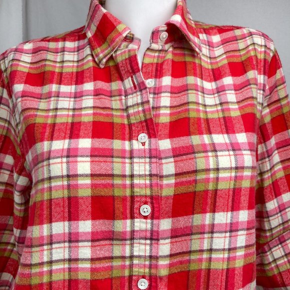 Lands' End Tops Lands End Flannel Boyfriend Fit Plaid Shirt Poshmark